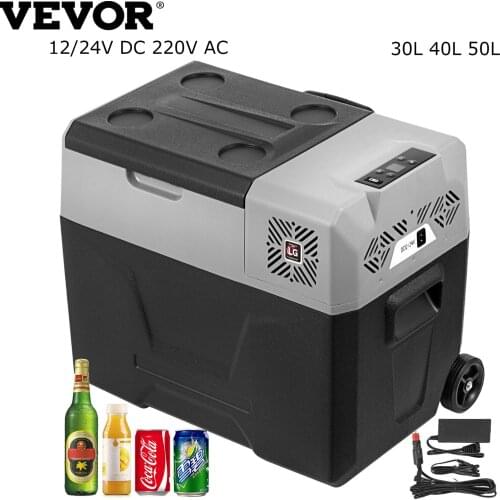 VEVOR 30L 40L 50L Small Car Fridge 12V/24V DC 220V AC Portable Mini Refrigerator Compressor Cooler Freezer for Driving Camping