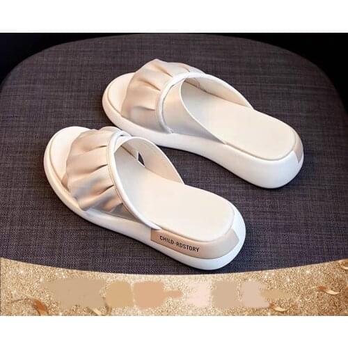 Womens Sandals Thick-soled Non-slip Wear-resistant Soft PU Material Womens Slippers Summer Fashion Outdoor Solid Womens Shoes
