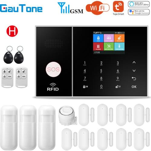 Gautone Simply Safe Alarm System for Home Business GSM WiFi security system with Door sensor TUYA App Remote Control 11 language