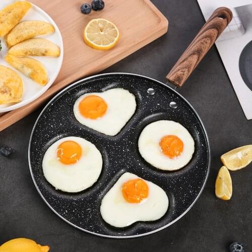 Four Holes Household Frying Pan Non-Stick Saucepan Heart Shape Pancake Omelet Pans Cute Cooking Pot Kitchen Cooker Accessories
