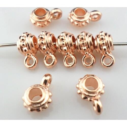 50pcs Alloy Rose Gold Connectors Spacer Bails Beads Charms Pendants 4x6.5x9mm Jewelry Findings