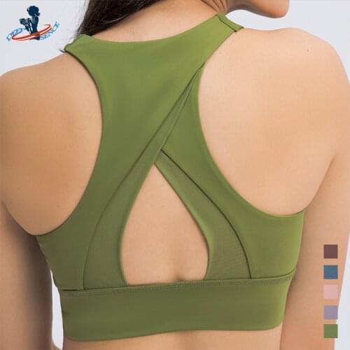 DEEPSENCE 2021 Sports Bra Without Bones Underwire Womens Gym Fitness Push Up Crop Top Female Yoga Underwear Athletic Pulovers