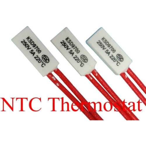 10pcs Thermostat KSD9700 200C 210C 220C 230C 240C 5A250V Ceramics Bimetal Disc Temperature Switch Protector degree centigrade