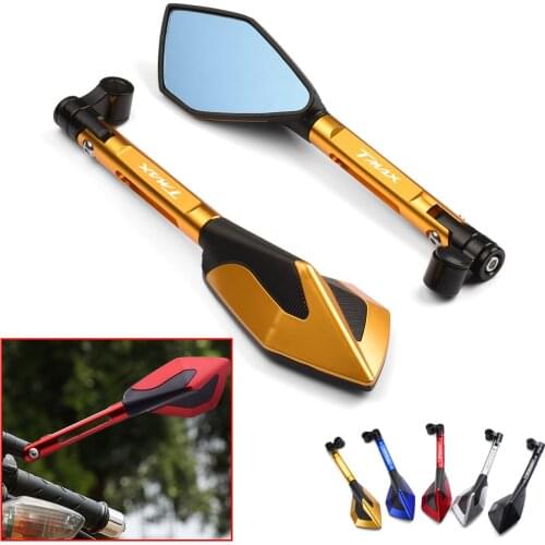 Tmax Motorcycle Handlebar End Mirrors Anti Glare Bluish Hawk-Eye Rearview Mirror For YAMAHA TMAX 500 530 560 XP500 XP530 TMAX560
