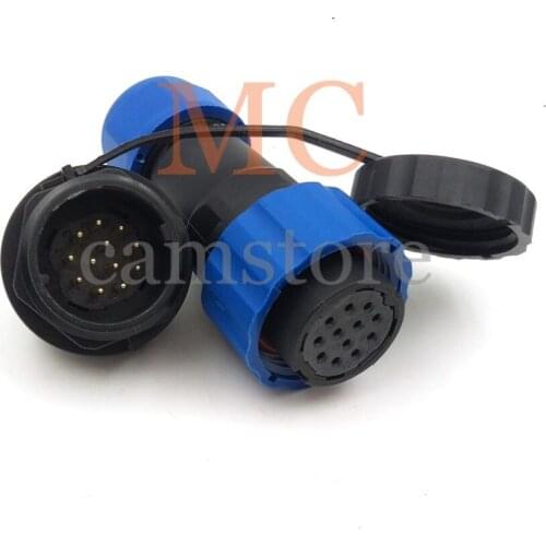 SD20 12 pin waterproof Cable connector IP68 power connector, industrial power supply wire and connector, 12 wire plug