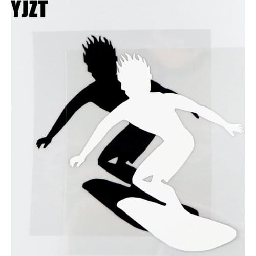 YJZT 18.2×20.4CM Surf Boy Car Sticker Fashion Body Car Sticker Styling Vinyl Decal Black/Silver 20A-0014