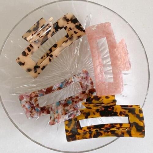 New Trendy Korean INS Large Rectangle Clip Colorful Leopard Pattern Make Up Hair Claw Hair Grip for Women Hair Accessories