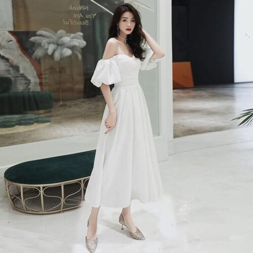 Sexy One Shoulder White Tube Top Evening Dress Women Back Bandage Formal Gowns Robe De Soiree Cheongsam 3XL