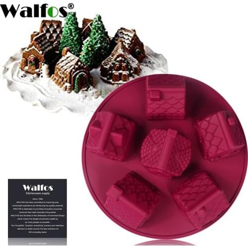 1 pc Small House Cake Mold Silicone Christmas 6 House Chiffon Cake Mold DIY Fondant Different Shape House Baking Mould cake pan