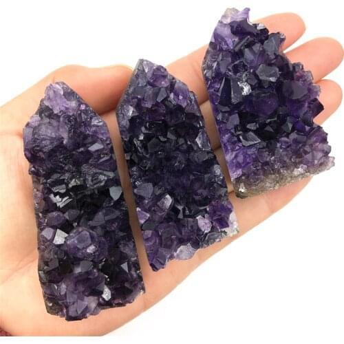 Beautiful 1PC Top Quality Uruguary Dark Purple Amethyst Cluster Geode Point Tower Chakra Natural Quartz Crystals
