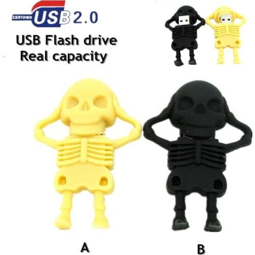 100% real capacity New Fashion Creative Skull usb flash drive 4GB 8GB 16GB 32GB pendrive memory stick cute pen drive usb 2.0