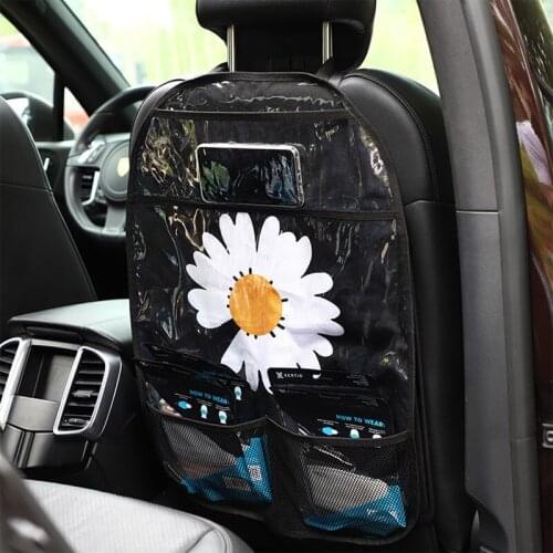 Car seat back seat creative multifunctional anti-dirty anti-wear pad camellia daisy 2 in 1 storage anti-kick pad