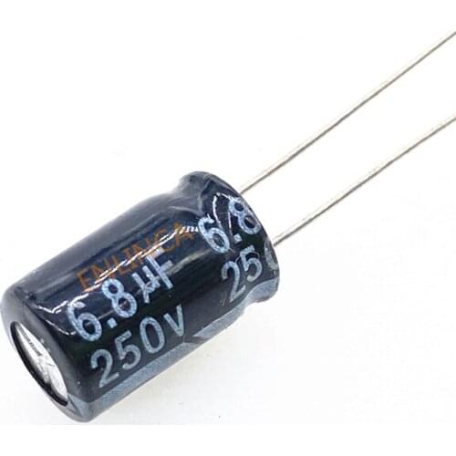 200pcs/lot 250v 6.8UF Aluminum Electrolytic Capacitor Size 8*16 6.8UF250v 20