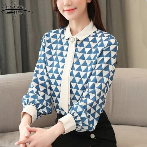 2021 Autumn New Long Sleeve Plus Size Women Chiffon Women Blouse Slim Fit Shirts Women Tops Blouses Plaid Shirt Blusas 10676