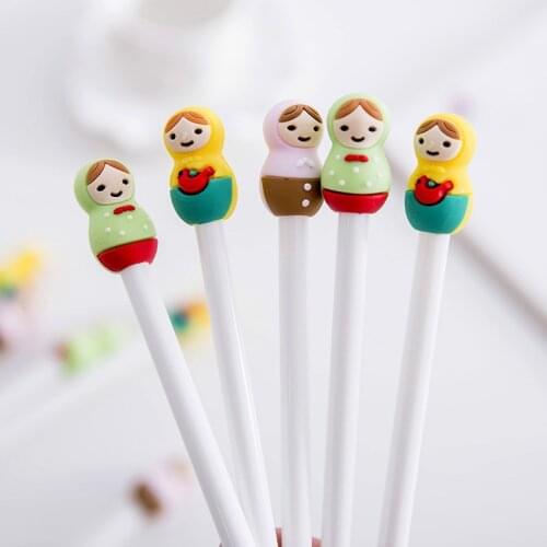 36pcs Japanese and Korean Creative Cartoon Love Color Doll Pen Neutral Pen Black Full Needle Office Gifts Wholesale Stationery