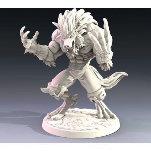 56mm Resin Model Werewolf 3D Print Figure Sculpture DW-002