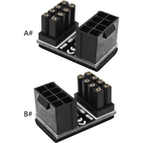 8-PIN Male 180 Degree Angled A 8-PIN Female Power Adapter Change the Installation Direction for Desktop Graphics Cards