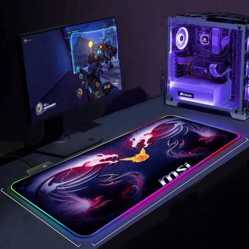 MSI Large RGB Mouse Pad xxl Gaming Mousepad LED Mause Pad Gamer Mouse Carpet Big Mause Pad PC Keyboard Desk Pad Mat with Backlit