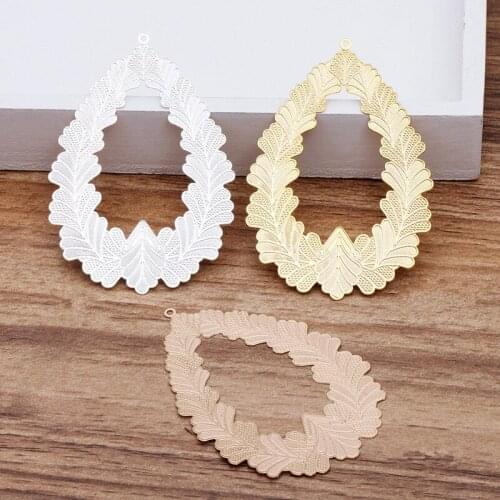 BoYuTe 10Pcs 43*61MM Silver Gold Metal Sheet Water Drop Pendant Charms for Jewelry Making Diy