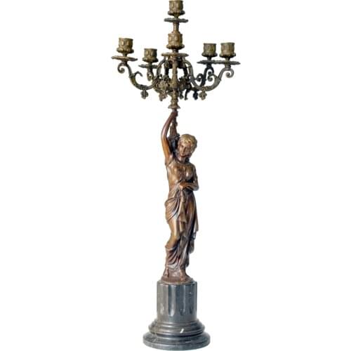 Bronze Statue Classical Woman Candelabra Candlestick 6 Holders Sculpture Vintage Art for Home 73CM Tall