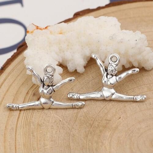 DoreenBeads Fashion Zinc Based Alloy Sport Charms Athlete Silver Color Color Jewelry DIY 27 x 16mm, 1 Packet ( 30 PCs/Packet)