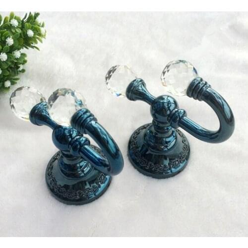 European 1Pair Zinc Alloy Crystal Ball Curtain Hooks Pothook Wall Tieback Tassel Towel Hanger Coat Hat Hook Curtain Accessories