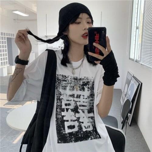 Short-sleeved t-shirt girl 2021 new summer korean version of ins Tidal Harajuku wind half-sleeve loose national tide top