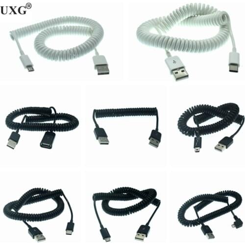 Spring USB Cable Micro Mini USB C Type C Male to Male Female Fast Charging Cable USB C Phone Charger Cord Cable 1m 3m