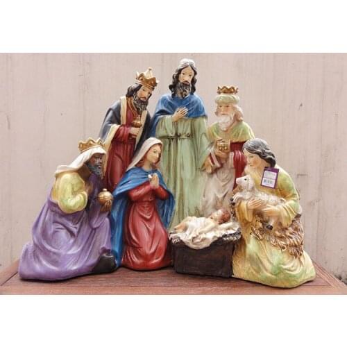 RESIN HANDICRAFT MANGER GROUP JESUS BIRTH RELIGIOUS CHURCH JESUS DECORATION BUSINESS GIFT