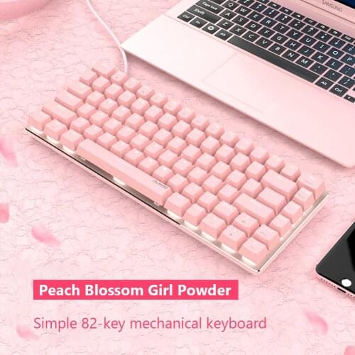 Pink Gaming Mechanical Keyboard with 82 Keys Desktop Laptop USB Type-C for Windows XP/Win7/8 IOS with White Backlight