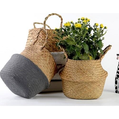Handmade Bamboo Storage Baskets Seagrass Wicker Basket Nordic style Garden Flower Pot Laundry Basket Container Toy Holders