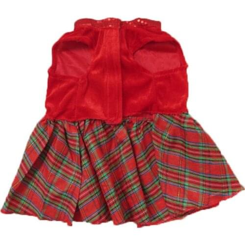 Cute Dog Red Plaid Skirt Big Bow Pet Puppy Princess Dress Comfortable Cool Dogs Summer Gather Costumes