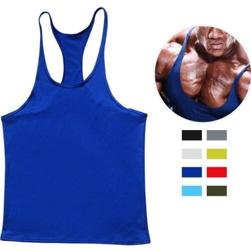 Summer Bodybuilding Fitness Tank Top Men Cotton Gym Shirt Vest Sportswear Workout Tanktop 2021 Gyms Clothing