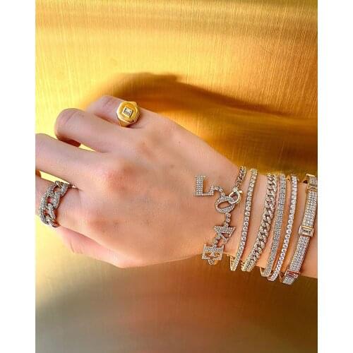 Fashion new Miami cuban link chain bracelet with bling cz jewelry wholesale hip hop women bracelet for party jewelry drop ship