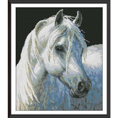 White horse 4 cross stitch kit aida 14ct 11ct count print canvas cross stitches needlework embroidery DIY handmade