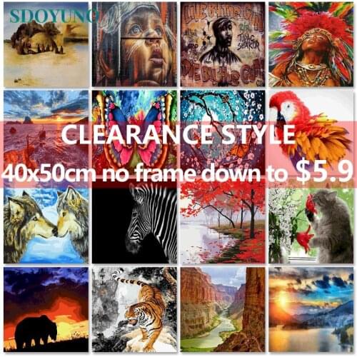 SDOYUNO Clearance style 40x50cm Oil Paint By Numbers Kits Painting By Numbers On Canvas Frameless Draw Painting DIY Home Decor