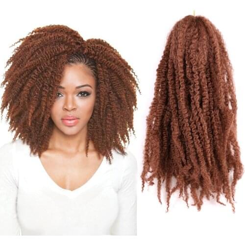 Natifah Hair Afro Kinky Curly Twist Braids 18 Inch Synthetic Crochet Bulk Marly Ombre Color For Women Braiding Hair Extensions