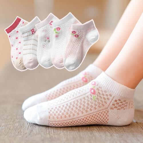 Girls' socks, spring and summer, childrens mesh socks, boys, cotton socks, baby socks, big kids, thin breathable boat socks