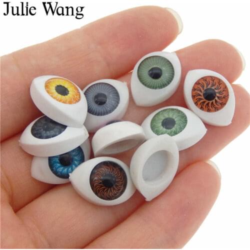 Julie Wang 10PCS Oval Plastic Human Eyeballs Doll Eyes Mixed Color Buttons Safety For Puppet Plush Toy Doll Making Accessory