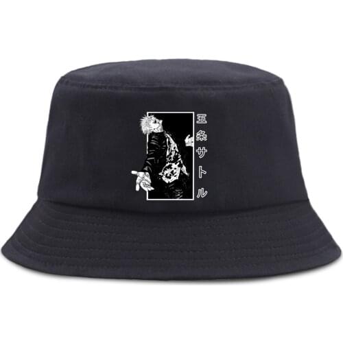 Hat Jujutsu Kaisen Gojo Satoru Print Bucket Hats For Men Foldable Fashion WomenS Panama Cap Hip Hop Unisex MenS Fishman Hat