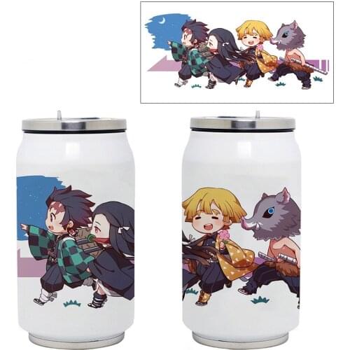 2021 Botella Demon Slayer Surrounding Double-layer Insulated Plastic Cup Outdoor Sports Bottle Cold Water Cup Creative Water Can