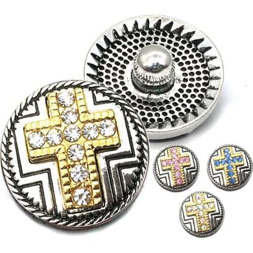 Fit 18mm Snap button Necklaces/Bracelets for women high quality metal Rhinestone cross Snap Buttons w259 flowers Diy Jewelry