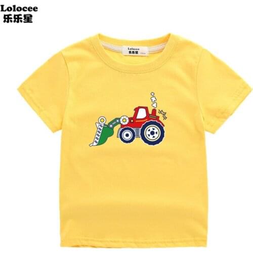 Toddler Casual Clothing Cute Anime Cartoon Boys Tee shirts Summer Tops Kids Graphic Tee Baby boy Bulldozer Cartoon Print Tshirts