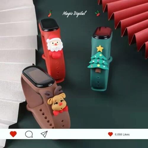 For Mi Band 6 5 4 3 Watch Strap Christmas Gift Silica gel Bracelet Breathable Smart Wrist Xiaomi Band Smart Fitness Wristbelt