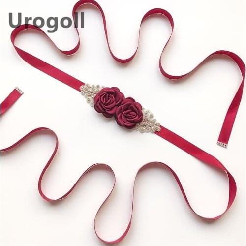 Luxury Rhinestone Rose Wedding Belts Leaves for Women Flower Girl Bridal Prom Dress Accessories Bridesmaid Sash Floral Belt
