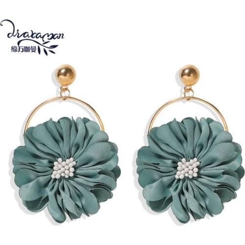 Dvacaman Handmade Flower Drop Earrings For Women Bride Wedding Dangle Earrings Bohemian Fashion Jewelry Statement Accessories