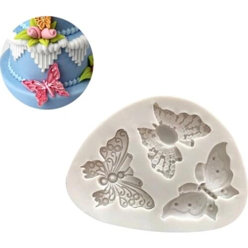 3 Butterflies Silicone Mold Fondant Cake Decorating Tools Sugarcraft Candy Clay Mold Cookie Cupcake Chocolate Baking Mold