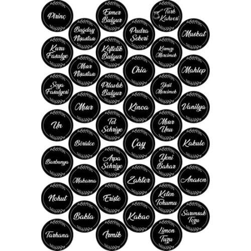 Modern 78Adet Black Round Spices Pulses Jar Label design product