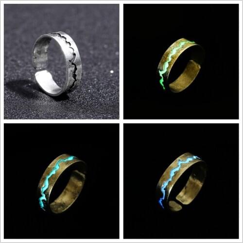 1PC Glow In The Dark Ring Men Women Alloy Luminous Band Ring Jewelry Gifts Acces Exotic Mysterious Adjustable Couple Rings