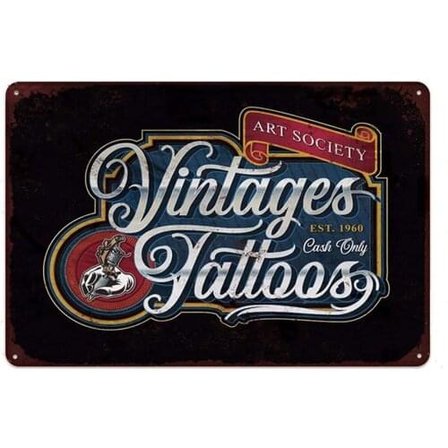 Tattoo Tin Sign Retro Tattoo Studio Shop Wall Decoration Sexy Lady Metal Sign People Cave Sign Tin Plate Poster Plaque 20x30cm 9
